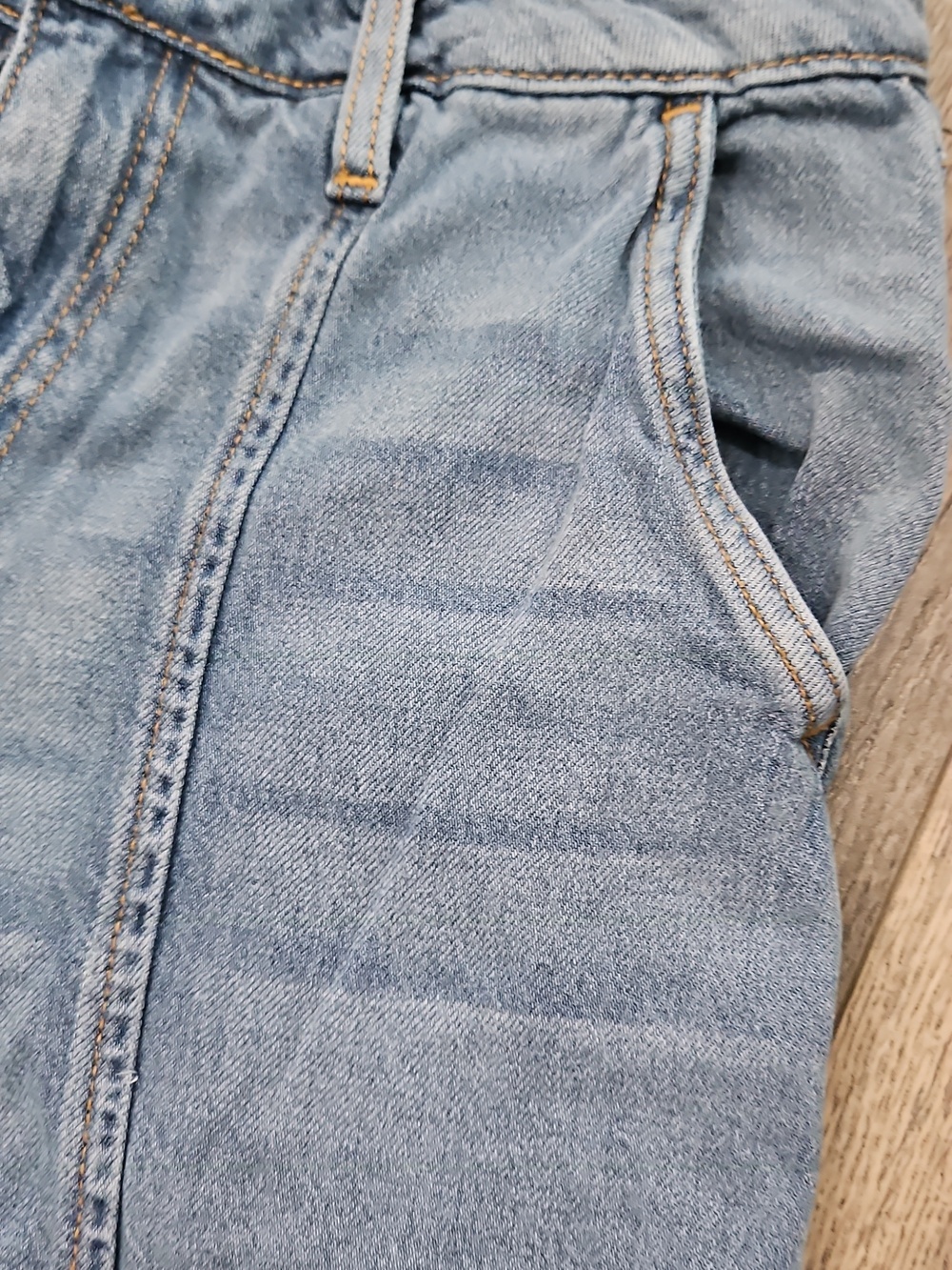 Light Wash Denim Cargo Jeans Slitted Bottom - Picture 5 of 6